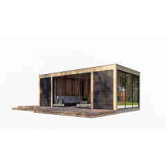 Современная беседка 8,5х3,5м Modern Gazebo 23 с системой раздвижного панорамного остекления Thermowood Ворожба