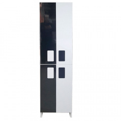 Шкаф-пенал пластиковый напольный Mikola-M TOKIO c HPL 3103 gloss 40 см Бело-черный Олександрія