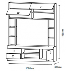 Стенка в гостиную Эверест Дуб сонома + белый (160х38х194 см) Днепрорудное