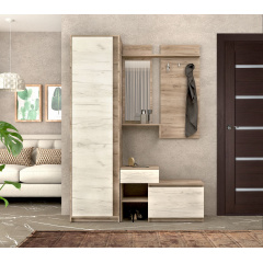 Передпокій з шафою Мастер Форм Брайтон Дуб крафт сірий + Дуб крафт білий (142х37,6х200 см) Бородянка