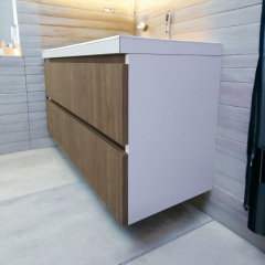 Пластиковая подвесная тумба с пластиковой столешкой Mikola-M 4855 wood 90 см Дуб Ворожба