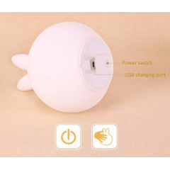 Силиконовый детский ночник Зайчик Dream Light - Bunny аккумуляторный, LED RGB 7 режимов свечения, мягкий светильник игрушка Белый с синим Київ