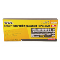 Набор насадок торцевых MASTERTOOL PROFI CrV 1/2" 10-32 мм 24 шт (78-4124) Киев