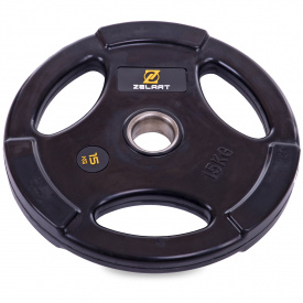 Блины (диски) обрезиненные Zelart TA-2673-15 15кг 51 мм Черный