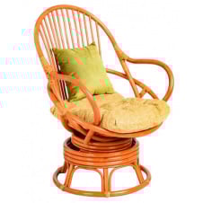 Кресло-качалка Cruzo Флора из натурального ротанга терракотовое на пружинном блоке