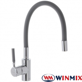 Змішувач для кухні Вухо Winmix Premiun RIO GRAY рефлекторний сірий гусак (Chr-011), Польща (латунь)