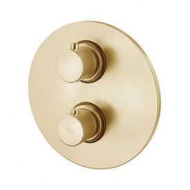 Смеситель для душа с термостатом Paffoni Light на 2 выхода, брашированное медовое золото (LIQ018HGSP)