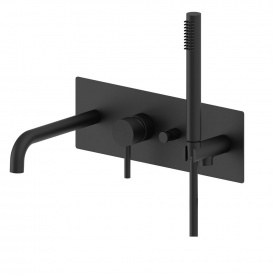 Смеситель для ванны Paffoni Light на 2 выхода,с нажимным переключателем, черный матовый (LIG001NO)