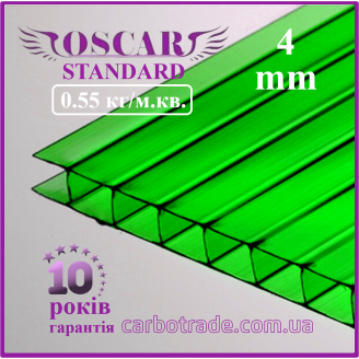 Сотовый поликарбонат 10 mm OSCAR Standard зеленый 2100Х6000