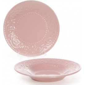 Набор Bona 6 суповых тарелок Leeds Ceramics диаметр 23см каменная керамика Розовые DP40079
