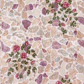 Обои на бумажной основе влагостойкие Шарм 41-02 Роза на камне светло-коричневая с сиреневым (0,53х10м.)