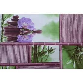 Обои на бумажной основе влагостойкие Шарм 108-05 Азия терракотовые с сиреневым цветком (0,53х10м.)