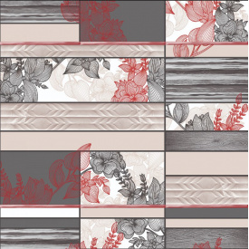 Обои на бумажной основе влагостойкие Шарм 161-05 Люссо серо-красные (0,53х10м.)