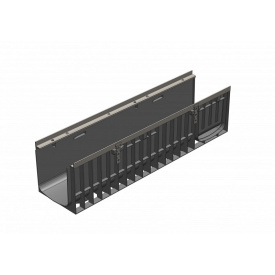 Пластиковий водовідвідний лоток 1000х249х253 DN200 з чавунною решіткою, кл. D400