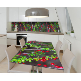 Наклейка 3Д виниловая на стол Zatarga «Спелая клюква» 600х1200 мм для домов, квартир, столов, кофейн, кафе