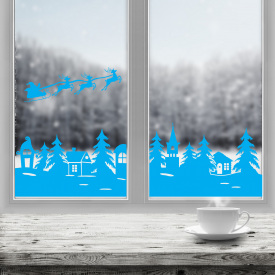 Новорічна вінілова наклейка Zatarga Лісова казка 800х490 Блакитний (Z202023)