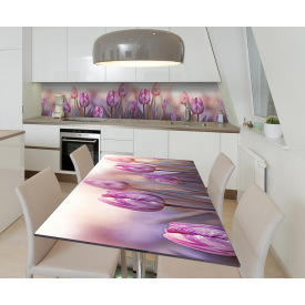 Наклейка вінілова на стіл Zatarga  "Ранок та Тюльпани" 600х1200 мм