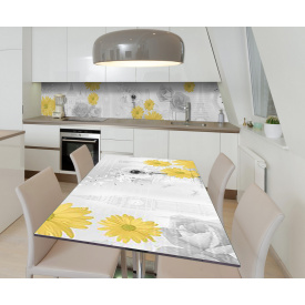 Наклейка вінілова на стіл Zatarga  "Кульбаби та Гербери" 600х1200 мм