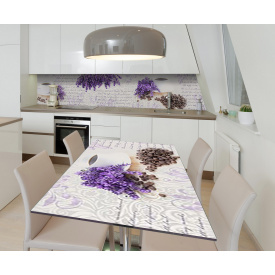 Наклейка вінілова на стіл Zatarga  "Квіти Лаванди Кава" 600х1200 мм Z181704st