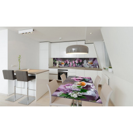 Наклейка вінілова на стіл Zatarga «Півонії та Бузок» 600х1200 мм Z180467st