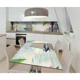 Наклейка вінілова на стіл Zatarga  "Корабель у Тропиках" 600х1200 мм