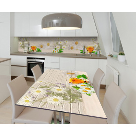 Наклейка вінілова на стіл Zatarga  "Ромашковий чай 3Д" 650х1200 мм