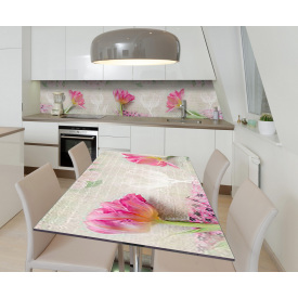 Наклейка вінілова на стіл Zatarga  "Пухнасті Тюльпани" 600х1200 мм