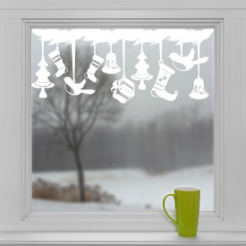 Новорічна вінілова наклейка Zatarga ЯЛИНА ГІЛКА 800х325 Біла (Z202008)