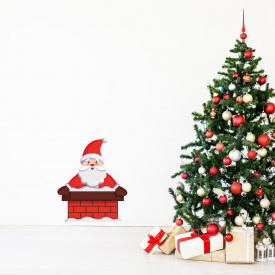 Новорічна вінілова наклейка Zatarga Санта в димарі 500х600 (Z202011)