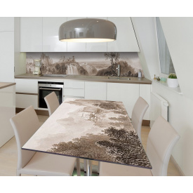 Наклейка вінілова на стіл Zatarga  "Вінтаж Замок на скелі" 650х1200 мм