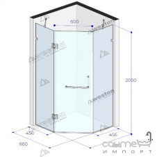 Душевая кабина Weston WK 5 880x880x2000 хром/стекло прозрачное, ручка-полотенцедержатель