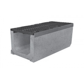 Водоотводящий лоток бетонный 1000х400х410 DN 300 с чугунной решеткой, кл.