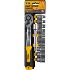 Набор насадок торцевых MASTERTOOL CRV 1/2" 8-19 мм удлинитель 125 мм трещотка 72Т 12 шт 78-1312