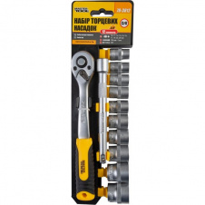 Набор насадок торцевых MASTERTOOL CrV 3/8" 10-24 мм удлинитель 150 мм трещотка 72Т 12 шт 78-3812