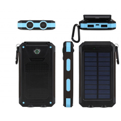 УМБ Power Bank Solar ES1600 фонарик + компас с солнечной панелью 16000 mAh Влагозащищен (ES16000) Виноградов