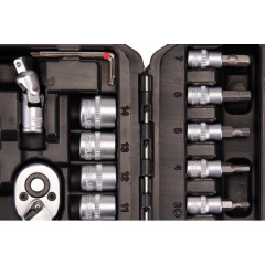 Набор насадок торцевых MASTERTOOL CrV 1/4" 4-14 мм трещотка 72Т 46 шт кейс 78-2047 Луцк