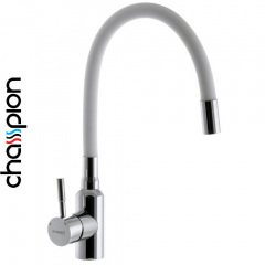 Смеситель для кухни рефлекторный белый гусак Champion Sus-011 REFLECTOR White Chrome, (хромированная нержавеющая сталь) Харків