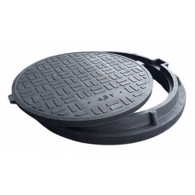 Люк каналізаційний полімерпіщаний Воюс ЄВРО А15 4,5 т Чорний