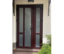 Входная дверь штульповая 1400x2200мм монтажная ширина 60 мм профиль WDS Ekipazh Ultra 60 цвет Дуб монтана
