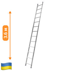 Приставна односекційна алюмінієва драбина на 13 сходинок (універсальна) Екобуд Київ