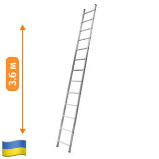 Приставная односекционная алюминиевая лестница на 13 ступеней (универсальная) Экострой