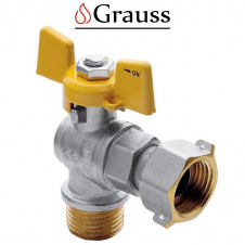 Grauss Кран с накидной гайкой угловой газовый 3/4 ГШБ (гайка-штуцер бабочка)