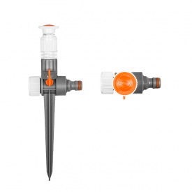 Ороситель регулируемый Bradas 0-360° с краном на колышке WHITE LINE