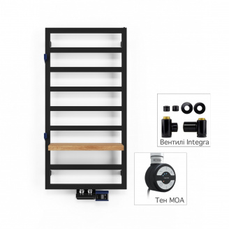 Полотенцесушитель комбинированный Terma Grid 990x500 Black mat тен MOA + вентиль Integra