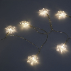 Гирлянда снежинки на батарейках Led белая теплая 5 метров 40 Херсон