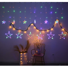 Светодиодная гирлянда-штора Звезд Xmas stars 3м*80см*50см и 138 LED (12 звезд) свет ламп-RGB multicolor 8 режимов от сети 220 В Токмак