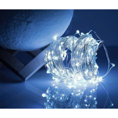 Гирлянда-нить светодиодная на батарейках Adecor 10 м 100 Led Белый (218-21526972) Чорноморськ