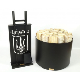 Каминный набор Украина и дровница Ferrum Бочка 4 4 инструмента Черный (998)