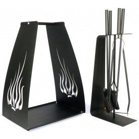 Камінний набір Ferrum Фенікс 4 та дровниця Полум'я 4 4 інструменти Чорний (696)