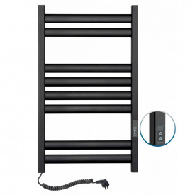 Электрический полотенцесушитель SANTAN Лестница Ellipse 500х800 черный, digital, левосторонний